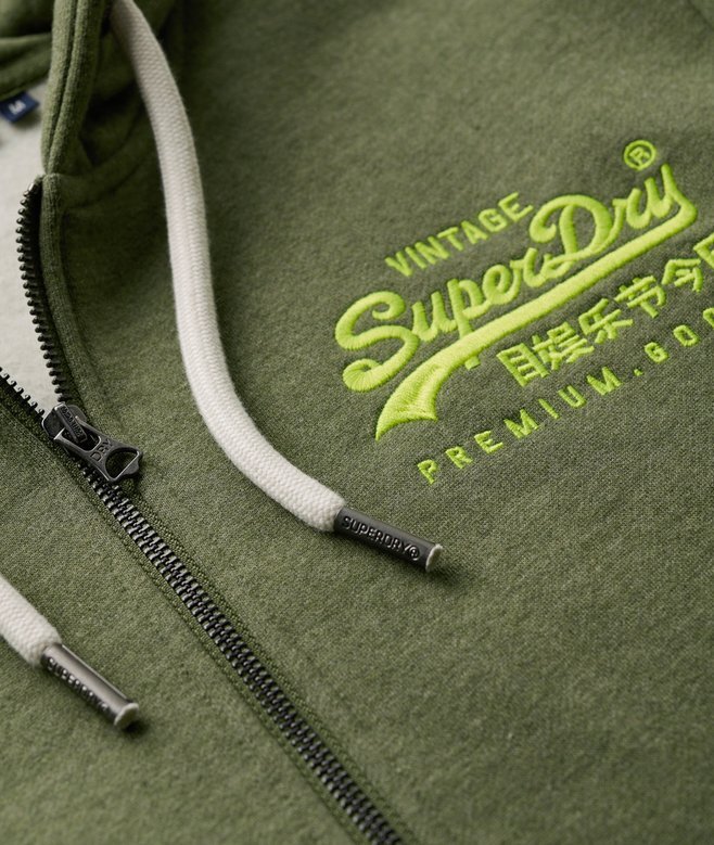 Bluza z kapturem i zamkiem z neonowym logo w stylu Vintage Bluza z kapturem i zamkiem z neonowym logo w stylu Vintage
