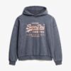 Bluza z kapturem w stylu Vintage z metalicznym logo