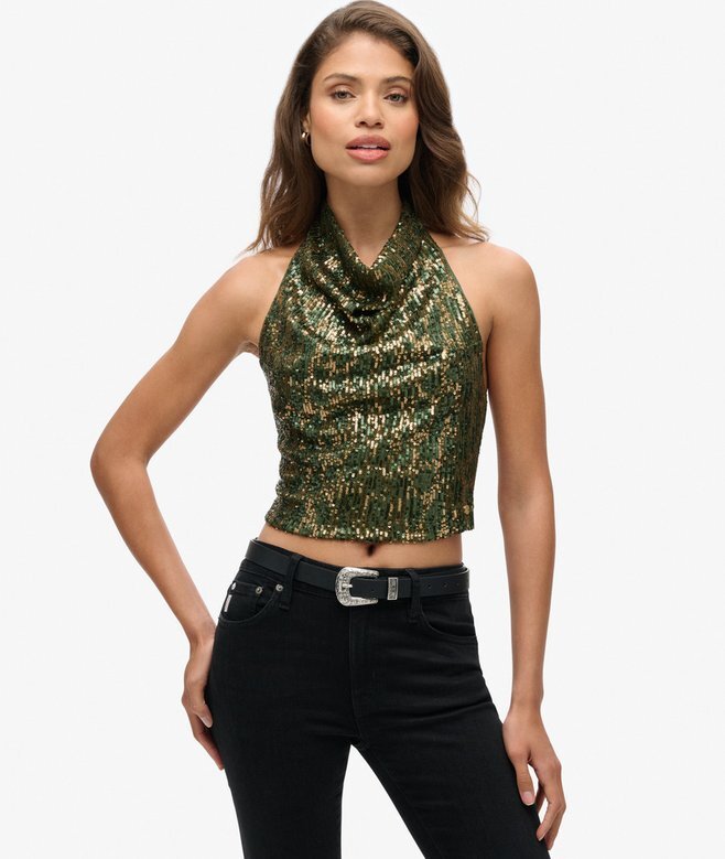 Bluzka z cowl neck i cekinami Bluzka z cowl neck i cekinami