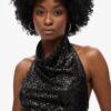 Bluzka z cowl neck i cekinami