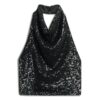 Bluzka z cowl neck i cekinami