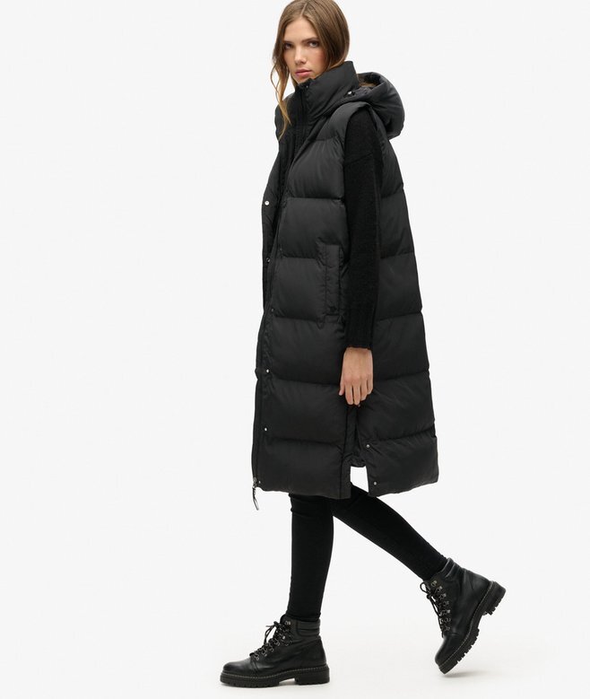 Długa kamizelka Puffer z kapturem Hooded Długa kamizelka Puffer z kapturem Hooded