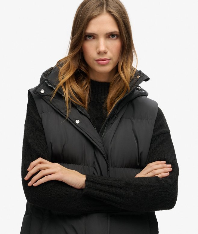 Długa kamizelka Puffer z kapturem Hooded Długa kamizelka Puffer z kapturem Hooded