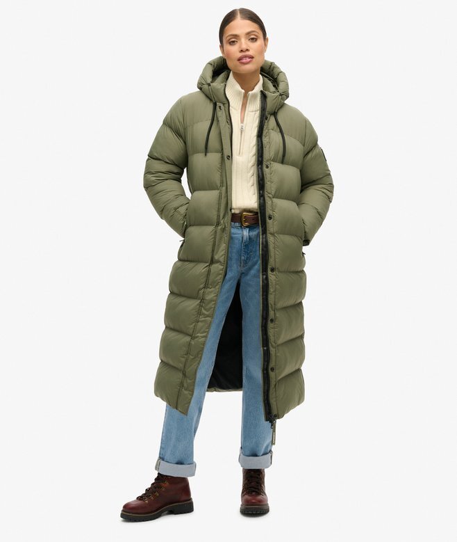 Długa kurtka Puffer z materiału ripstop Długa kurtka Puffer z materiału ripstop