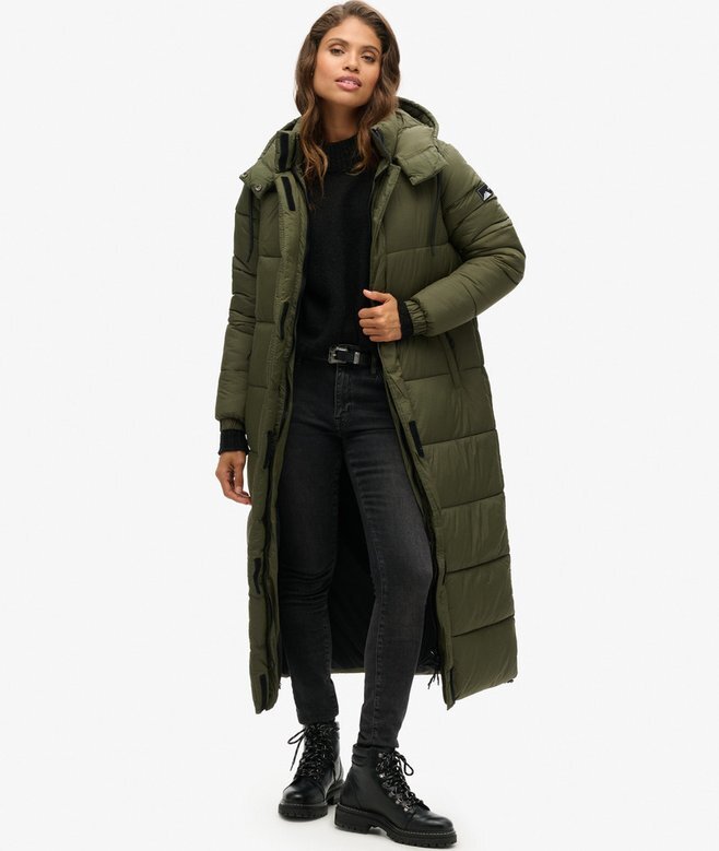 Długa kurtka Puffer z materiału ripstop Długa kurtka Puffer z materiału ripstop