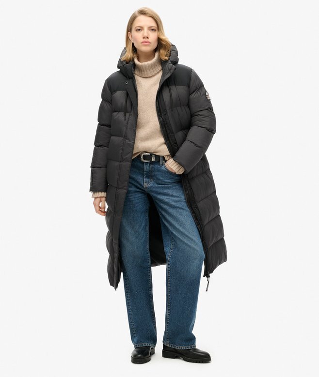 Długa kurtka Puffer z materiału ripstop Długa kurtka Puffer z materiału ripstop