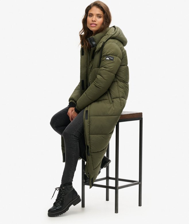 Długa kurtka Puffer z materiału ripstop Długa kurtka Puffer z materiału ripstop
