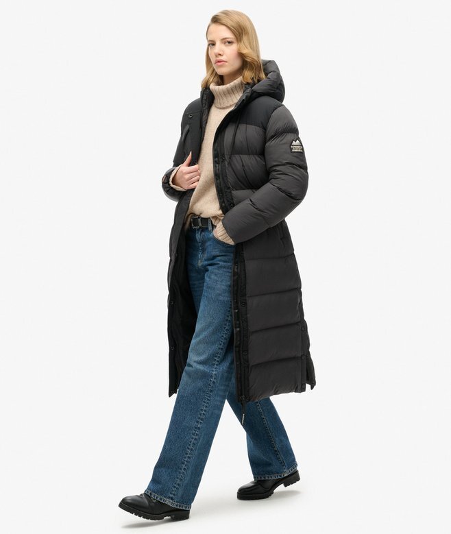 Długa kurtka Puffer z materiału ripstop Długa kurtka Puffer z materiału ripstop