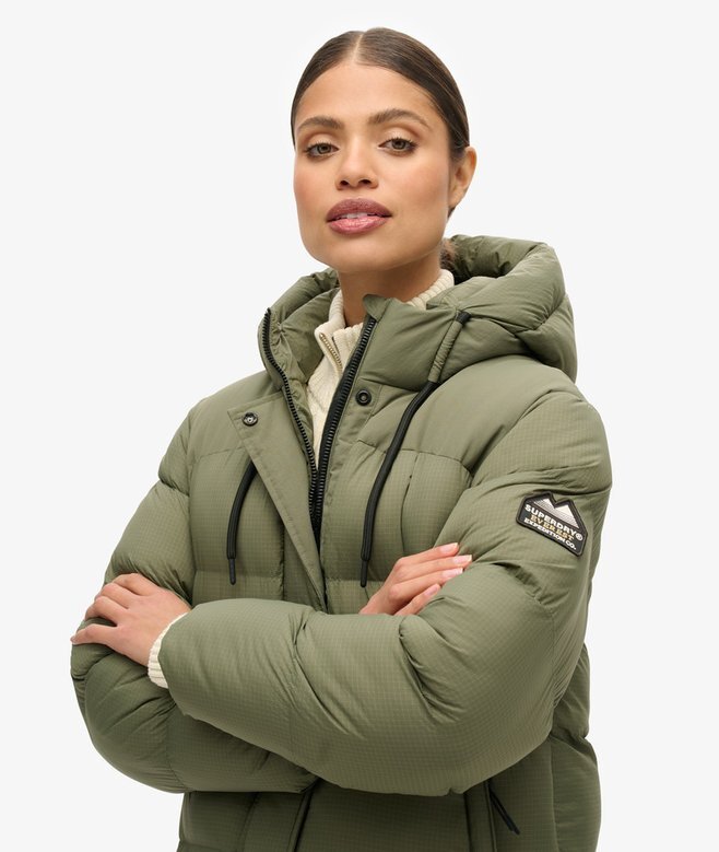 Długa kurtka Puffer z materiału ripstop Długa kurtka Puffer z materiału ripstop