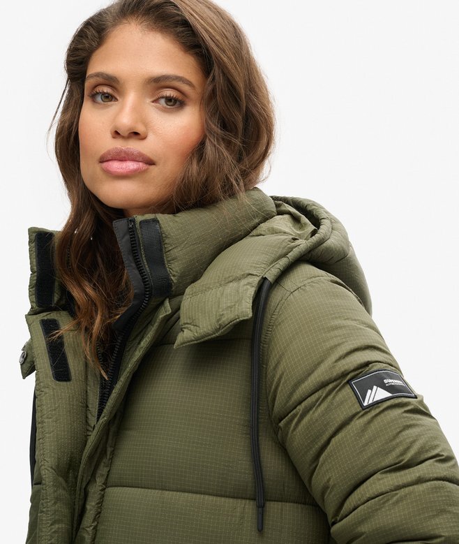 Długa kurtka Puffer z materiału ripstop Długa kurtka Puffer z materiału ripstop