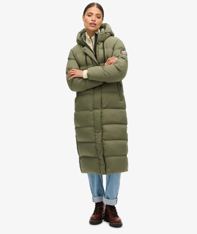 Długa kurtka Puffer z materiału ripstop Długa kurtka Puffer z materiału ripstop