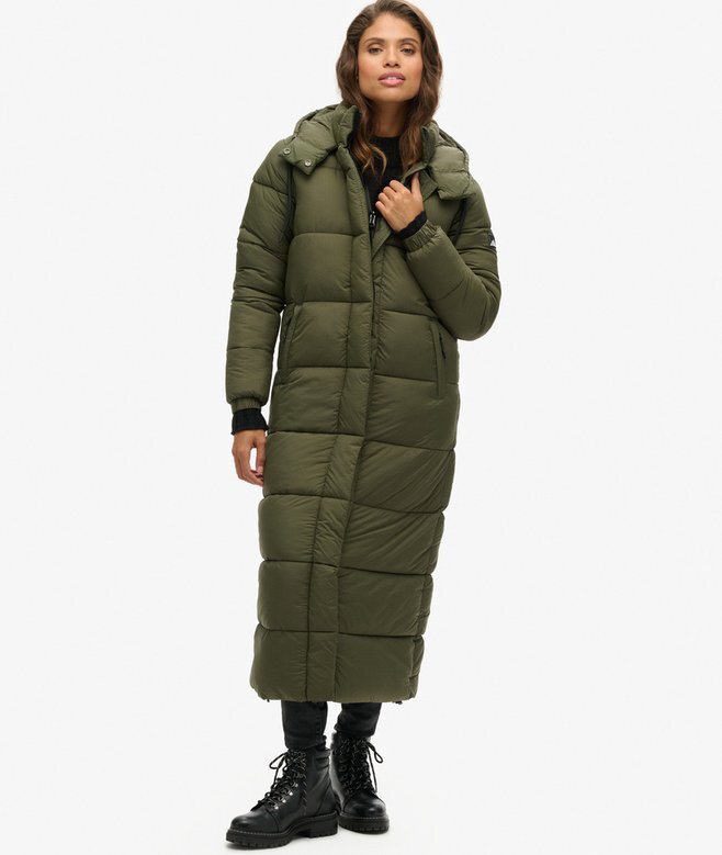 Długa kurtka Puffer z materiału ripstop Długa kurtka Puffer z materiału ripstop