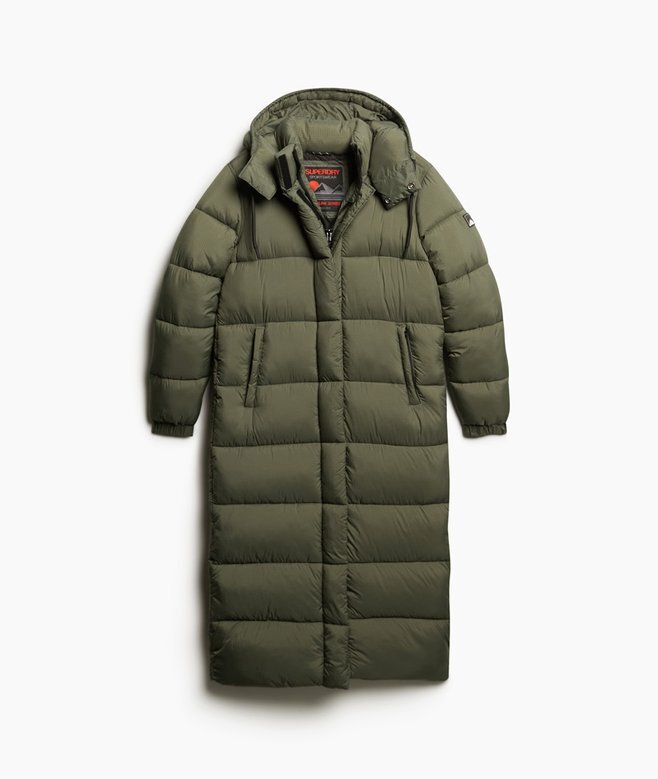 Długa kurtka Puffer z materiału ripstop Długa kurtka Puffer z materiału ripstop