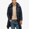Długa kurtka Puffer z tkaniny ripstop Długa kurtka Puffer z tkaniny ripstop