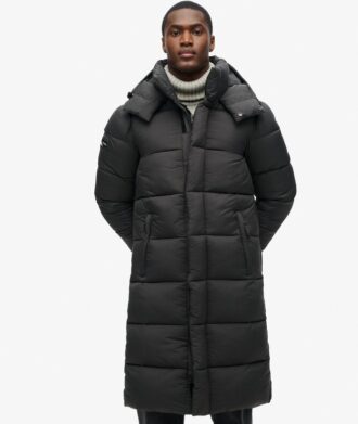 Długa kurtka Puffer z tkaniny ripstop