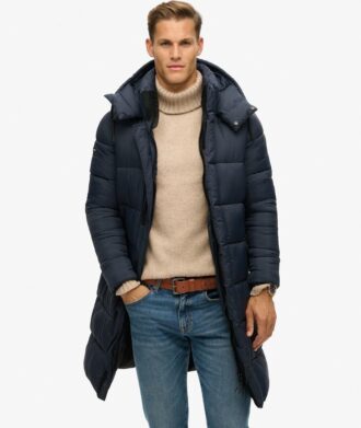 Długa kurtka Puffer z tkaniny ripstop