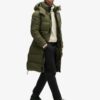 Długa kurtka Puffer z tkaniny ripstop Długa kurtka Puffer z tkaniny ripstop