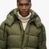 Długa kurtka Puffer z tkaniny ripstop Długa kurtka Puffer z tkaniny ripstop