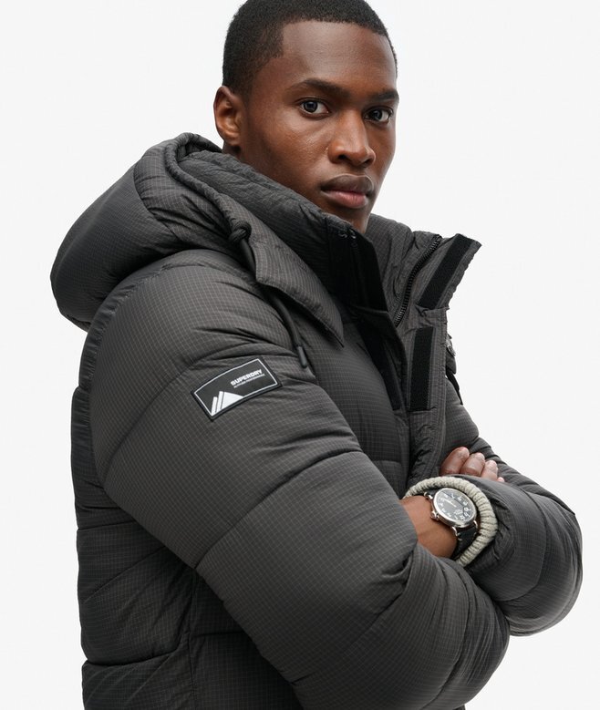 Długa kurtka Puffer z tkaniny ripstop Długa kurtka Puffer z tkaniny ripstop