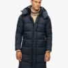 Długa kurtka Puffer z tkaniny ripstop Długa kurtka Puffer z tkaniny ripstop