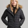 Długi, lekko wyściełany płaszcz Puffer z kapturem Hooded z sztucznego futra Długi, lekko wyściełany płaszcz Puffer z kapturem Hooded z sztucznego futra