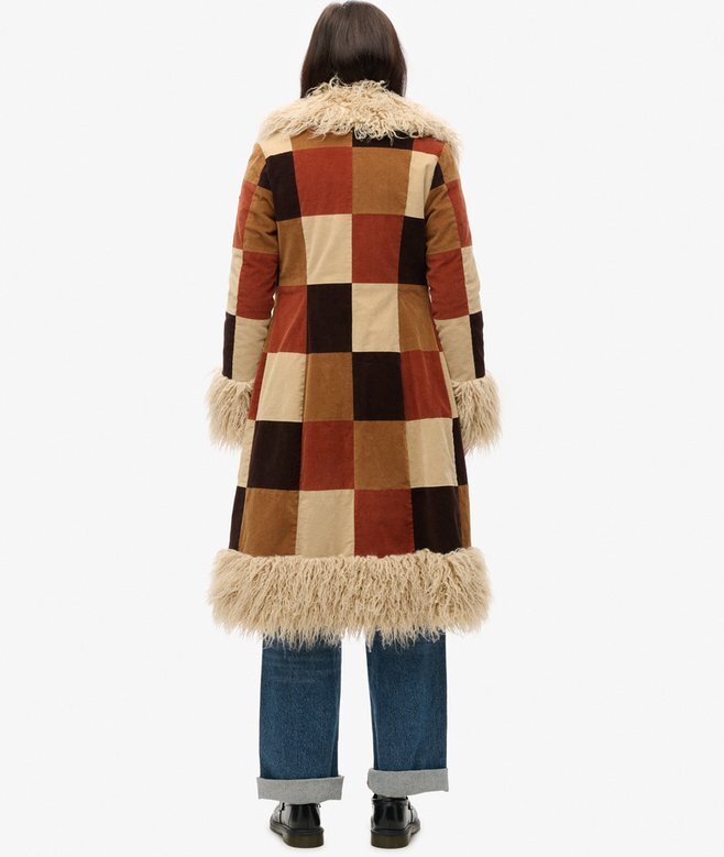 Długi płaszcz afgański w stylu patchwork Długi płaszcz afgański w stylu patchwork