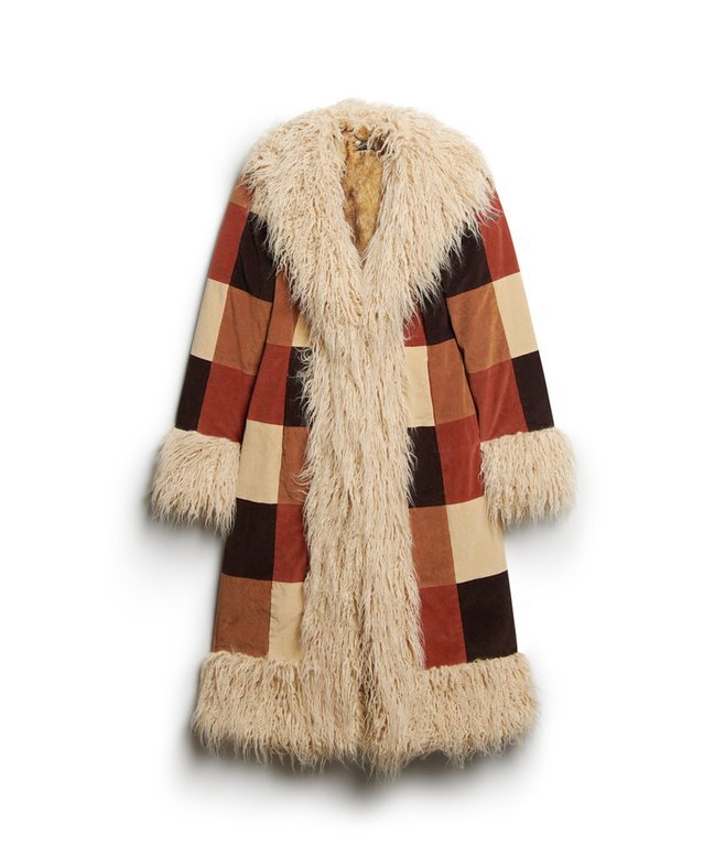 Długi płaszcz afgański w stylu patchwork Długi płaszcz afgański w stylu patchwork