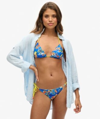 Fioletowe figi bikini z wiązaniem na bokach