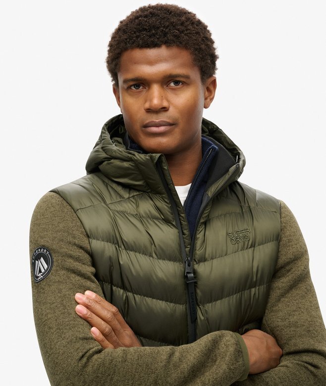 Hooded dzianinowa kurtka hybrydowa z kapturem Hooded dzianinowa kurtka hybrydowa z kapturem