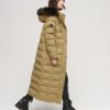 Hooded longline coat with faux fur hood Hooded longline coat with faux fur hood