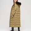 Hooded longline coat with faux fur hood Hooded longline coat with faux fur hood