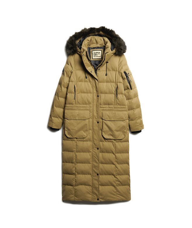 Hooded longline coat with faux fur hood Hooded longline coat with faux fur hood