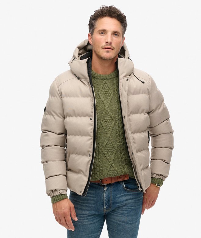 Hooded Tweed Puffer Jacket Hooded Tweed Puffer Jacket