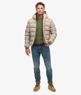 Hooded Tweed Puffer Jacket