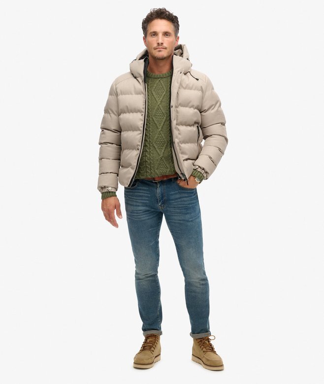 Hooded Tweed Puffer Jacket Hooded Tweed Puffer Jacket