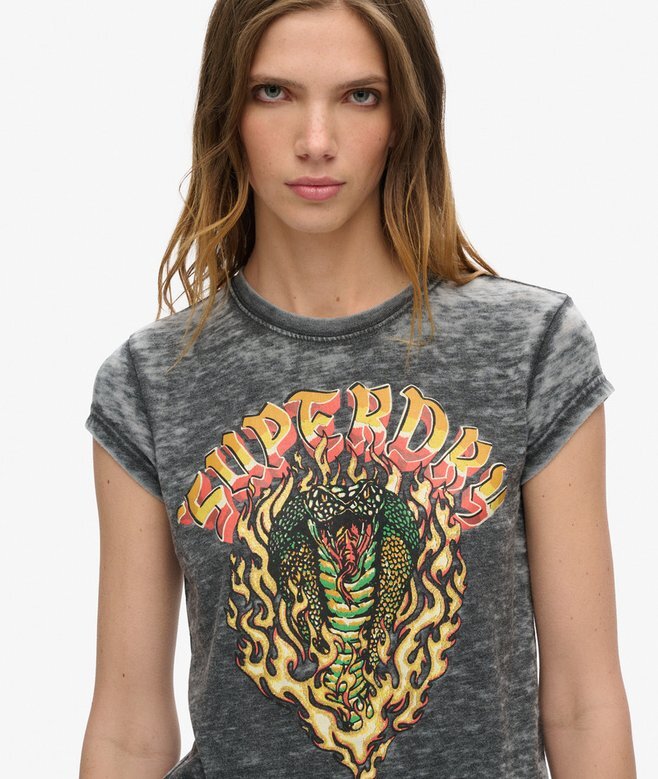 Koszula z nadrukiem w stylu rockowo-motocyklowym Koszula z nadrukiem w stylu rockowo-motocyklowym
