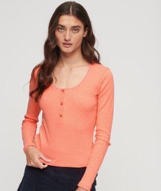 Koszulka Henley z długim rękawem i prążkowanym wykończeniem Koszulka Henley z długim rękawem i prążkowanym wykończeniem