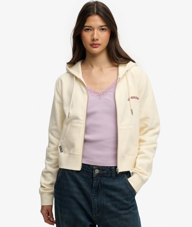 Krótka bluza z kapturem i zamkiem z logo Essential Krótka bluza z kapturem i zamkiem z logo Essential