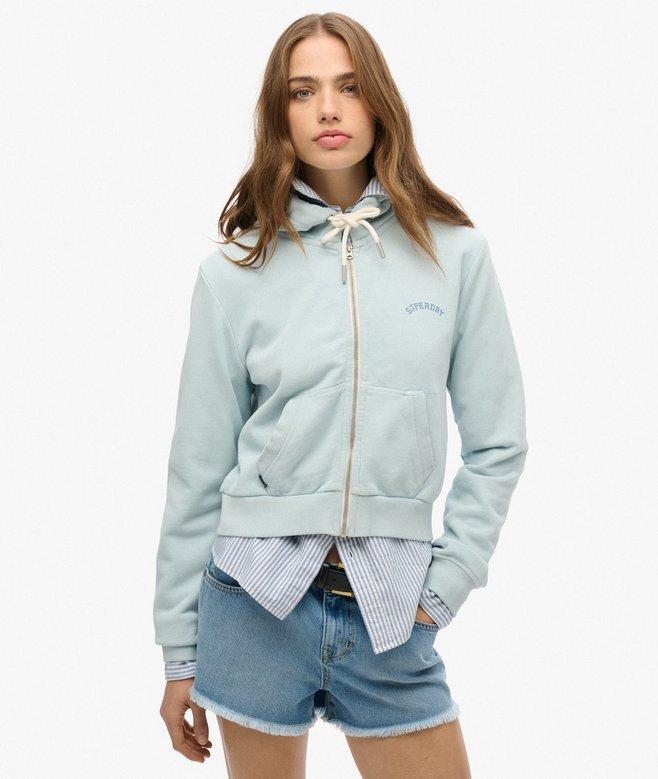 Krótka bluza z kapturem i zamkiem z logo Essential Krótka bluza z kapturem i zamkiem z logo Essential