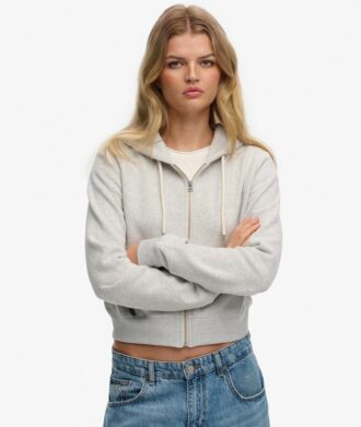 Krótka bluza z kapturem i zamkiem z logo Essential
