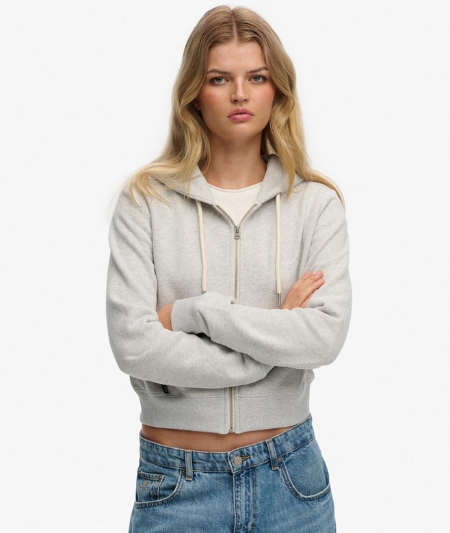 Krótka bluza z kapturem i zamkiem z logo Essential Krótka bluza z kapturem i zamkiem z logo Essential