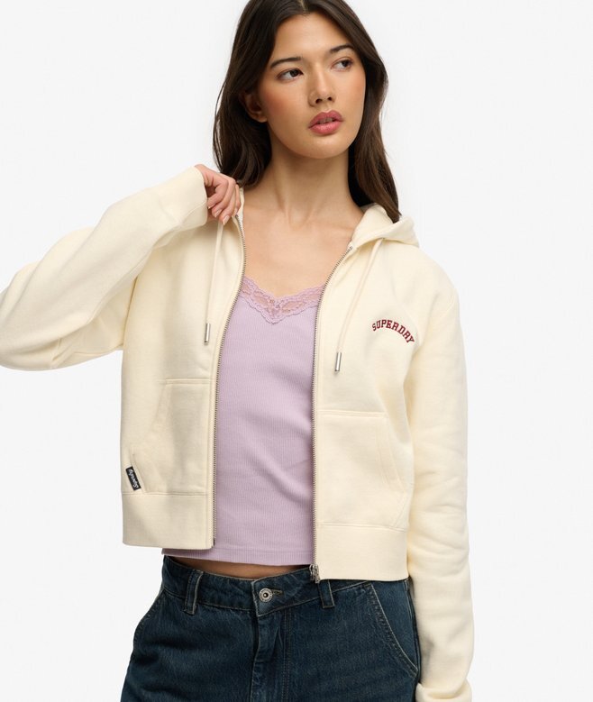 Krótka bluza z kapturem i zamkiem z logo Essential Krótka bluza z kapturem i zamkiem z logo Essential