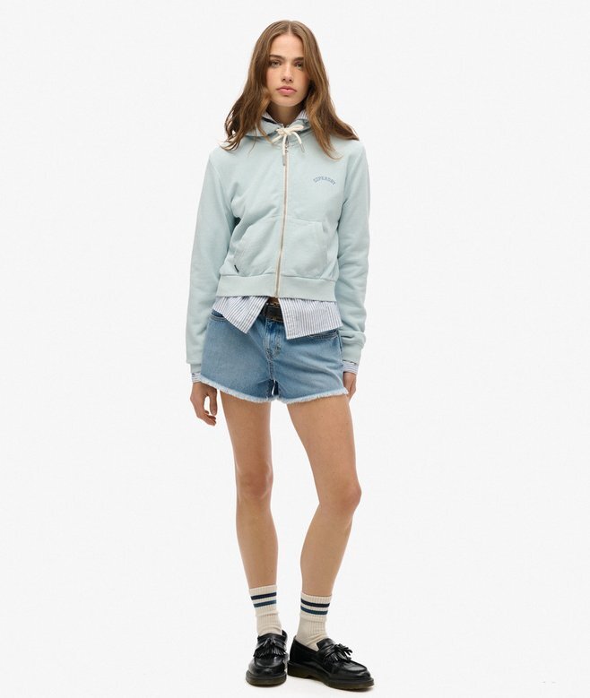 Krótka bluza z kapturem i zamkiem z logo Essential Krótka bluza z kapturem i zamkiem z logo Essential