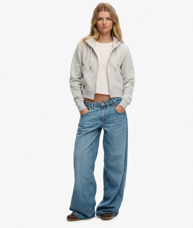 Krótka bluza z kapturem i zamkiem z logo Essential Krótka bluza z kapturem i zamkiem z logo Essential