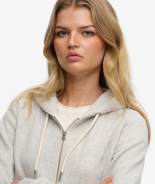 Krótka bluza z kapturem i zamkiem z logo Essential Krótka bluza z kapturem i zamkiem z logo Essential