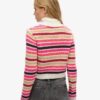 Krótki sweter z golfem w paski