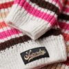 Krótki sweter z golfem w paski