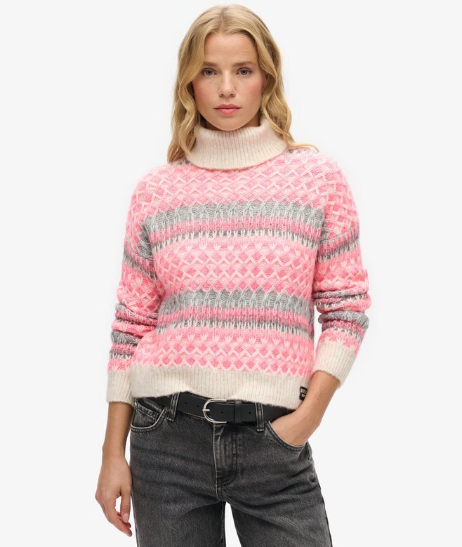 Krótki sweter z golfem z dzianiny Krótki sweter z golfem z dzianiny
