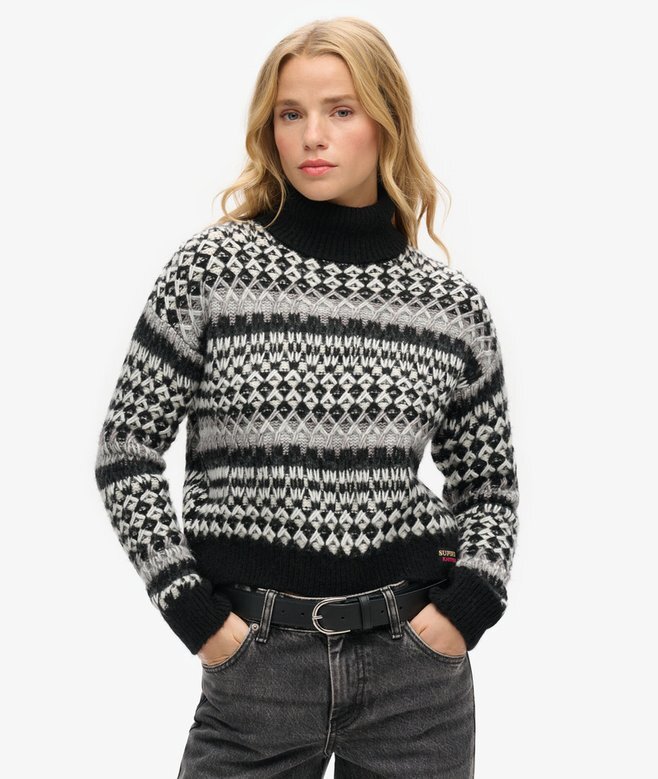 Krótki sweter z golfem z dzianiny Krótki sweter z golfem z dzianiny