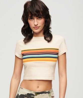 Krótki T-shirt w paski w stylu Vintage